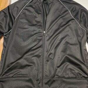 Starter Jacket Black Zip Up Lightweight Pockets Vented Size XL (46-48)